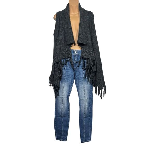 Romeo Juliet Cardigan Shrug Sweater Womens XL Button Waterfall Boho Fringe Shawl - Picture 1 of 11